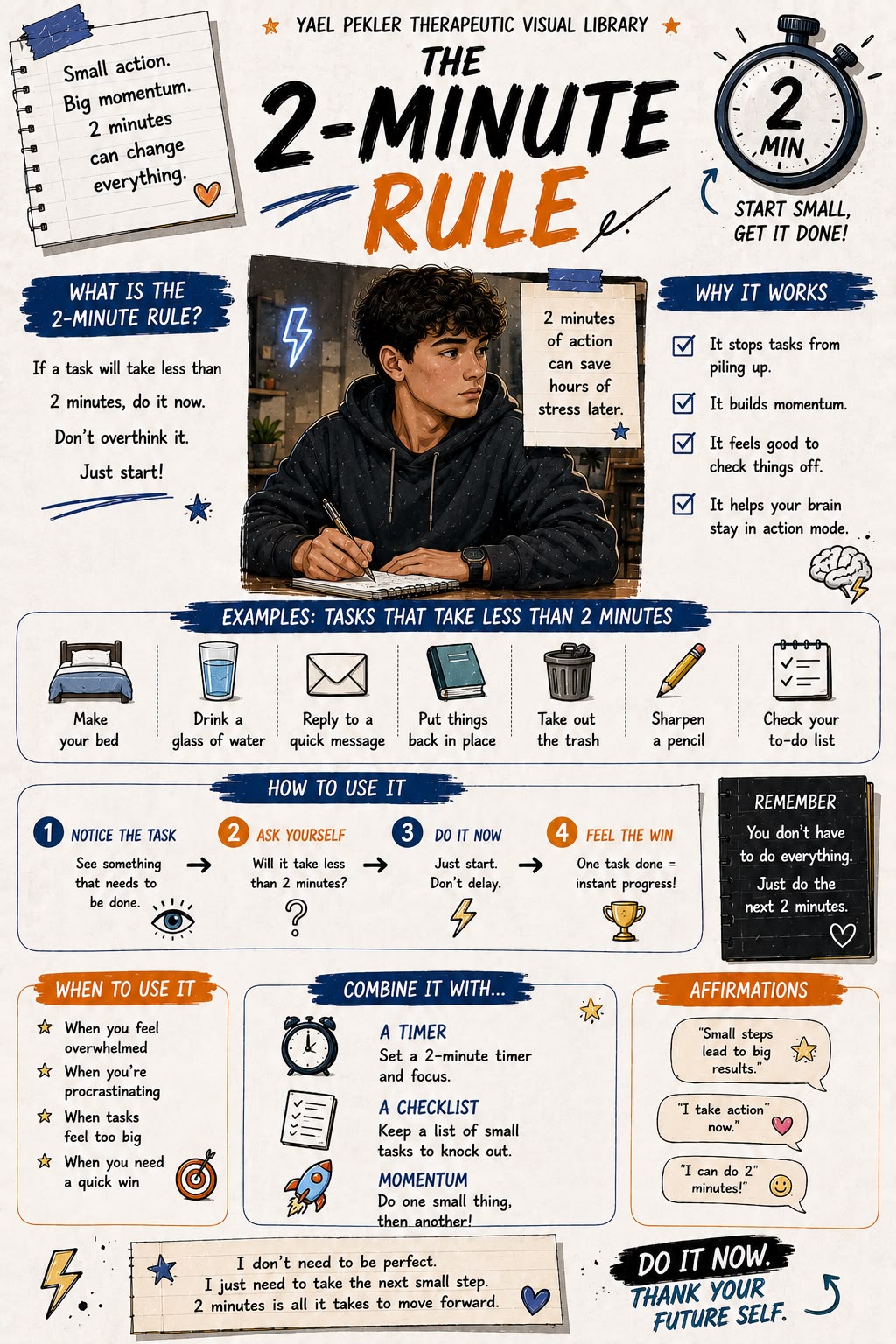 The 2-Minute Rule printable, bold teen style